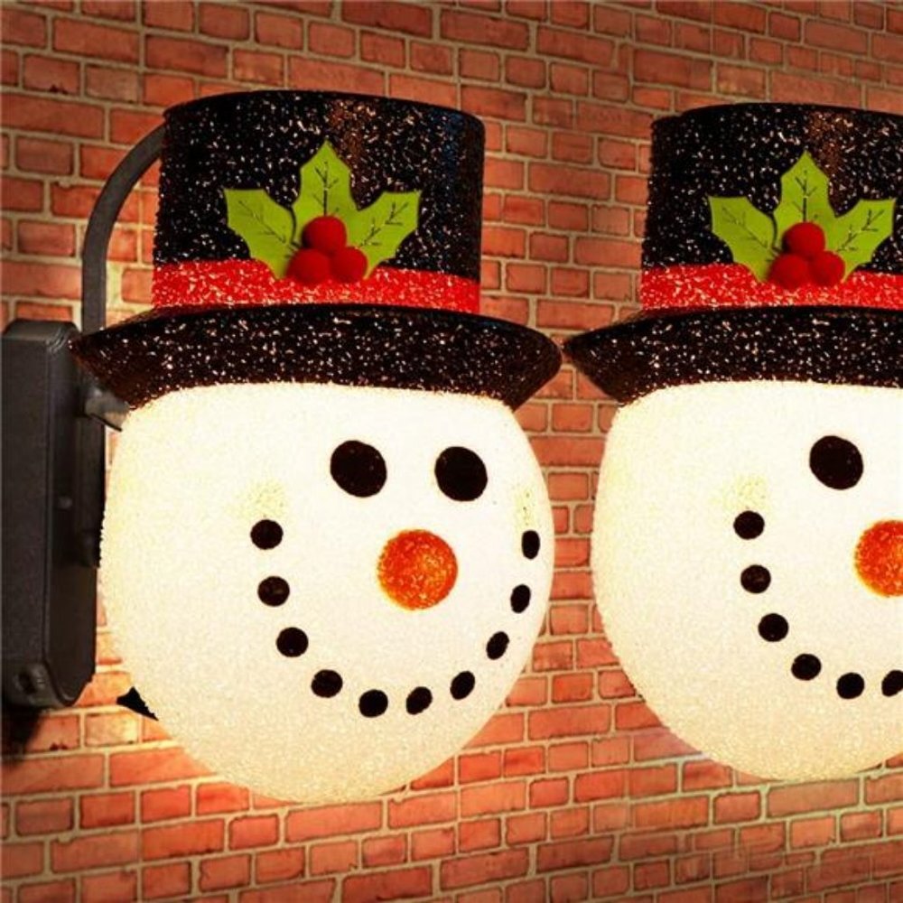 2 Pack, 12 Inch Snowman Porch Light Covers for Christmas Decoration